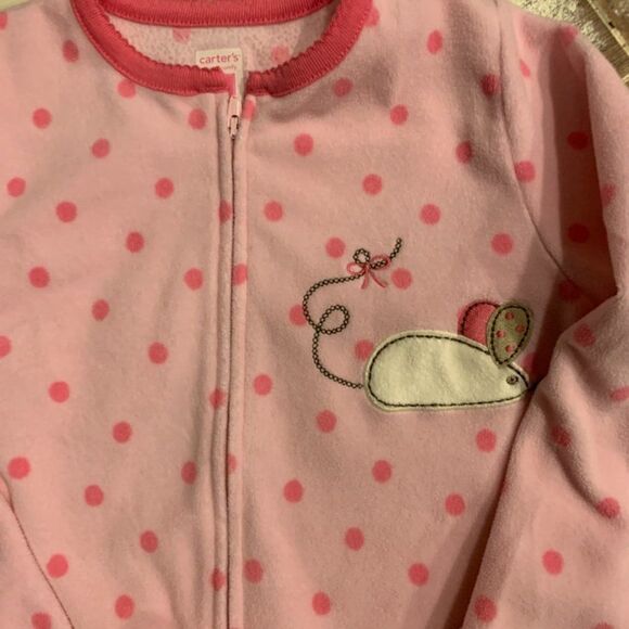 5T Girl Carter's Rubber Footed PJ One Piece Front Zipper Fleece - Picture 3 of 3